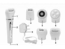 五合一家用美容仪 洗脸 按摩 去皮 剃毛 磨茧
